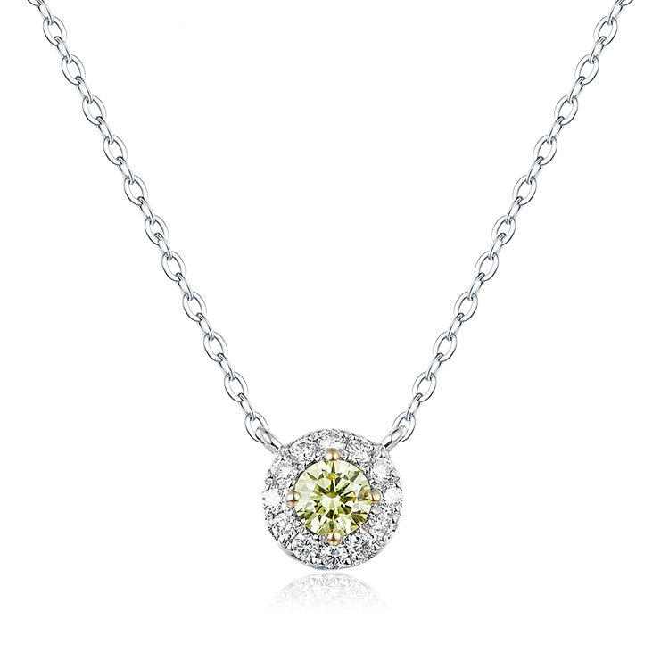 18K White Gold Round Diamond Necklace,Diamond Flower Necklace For Wife Girlfriend Ladies Women etc