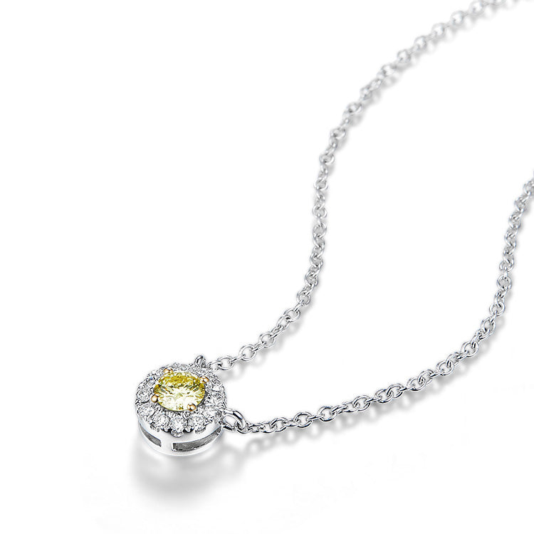 18K White Gold Round Diamond Necklace,Diamond Flower Necklace For Wife Girlfriend Ladies Women etc