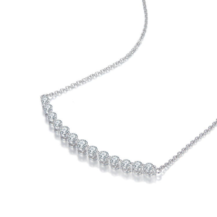 18K white Gold Round Diamond Necklace, Bar Diamond Necklace, Diamond Flower Necklace For Wife Girlfriend Ladies Women etc.