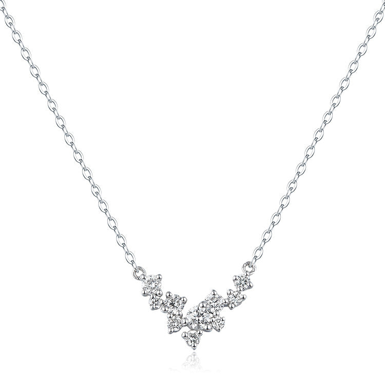 18K white Gold Round Diamond Necklace, Iris Necklace, Diamond Flower Necklace For Wife Girlfriend Ladies Women  etc.