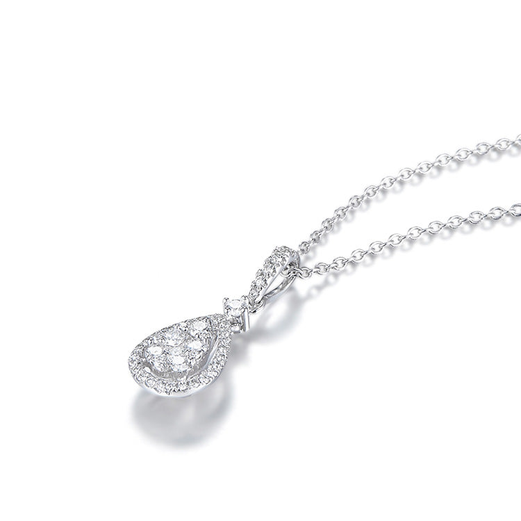 18K White Gold Heart Shape Diamond Necklace, Raindrop Diamond Necklace, Ladies Diamond Necklace For Wife Girlfriend Ladies Women etc.