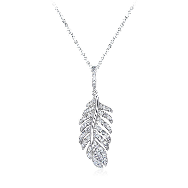 18K white Gold leaf Diamond Necklace, Diamond Leaf Necklace For Wife Girlfriend Ladies Women  etc