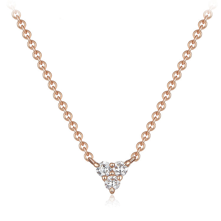 18K Rose Gold Triangle Diamond Necklace, Pointed Diamond Necklace, Ladies Diamond Necklace For Wife Girlfriend Ladies Women etc.