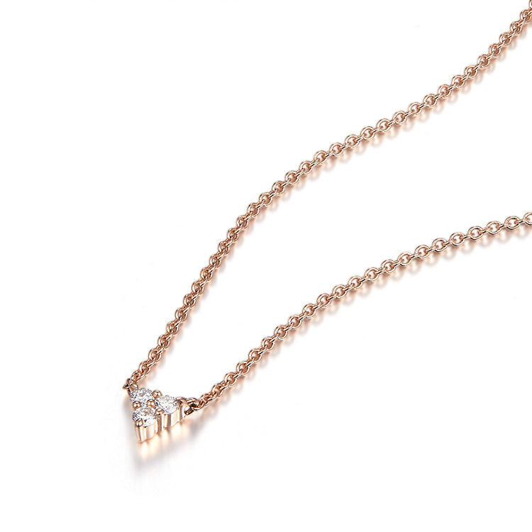 18K Rose Gold Triangle Diamond Necklace, Pointed Diamond Necklace, Ladies Diamond Necklace For Wife Girlfriend Ladies Women etc.