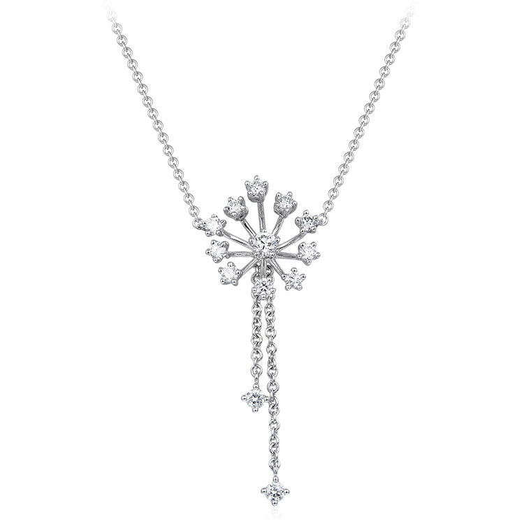 18K White Gold Diamond Flower Necklace, Diamond Orchid Necklace, Ladies Diamond Necklace For Wife Girlfriend Ladies Women etc.