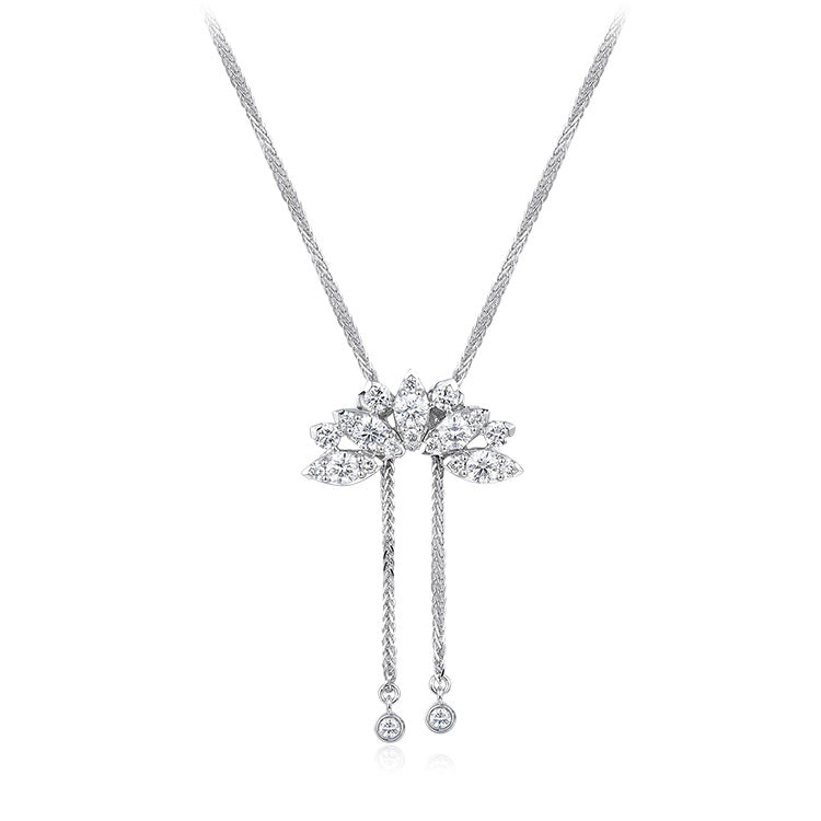 18K White Gold Butterfly Diamond Necklace, Diamond Flower Necklace, Ladies Diamond Necklace For Wife Girlfriend Ladies Women etc.