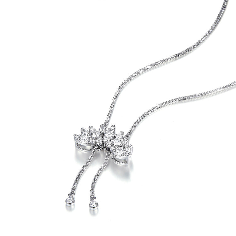 18K White Gold Butterfly Diamond Necklace, Diamond Flower Necklace, Ladies Diamond Necklace For Wife Girlfriend Ladies Women etc.