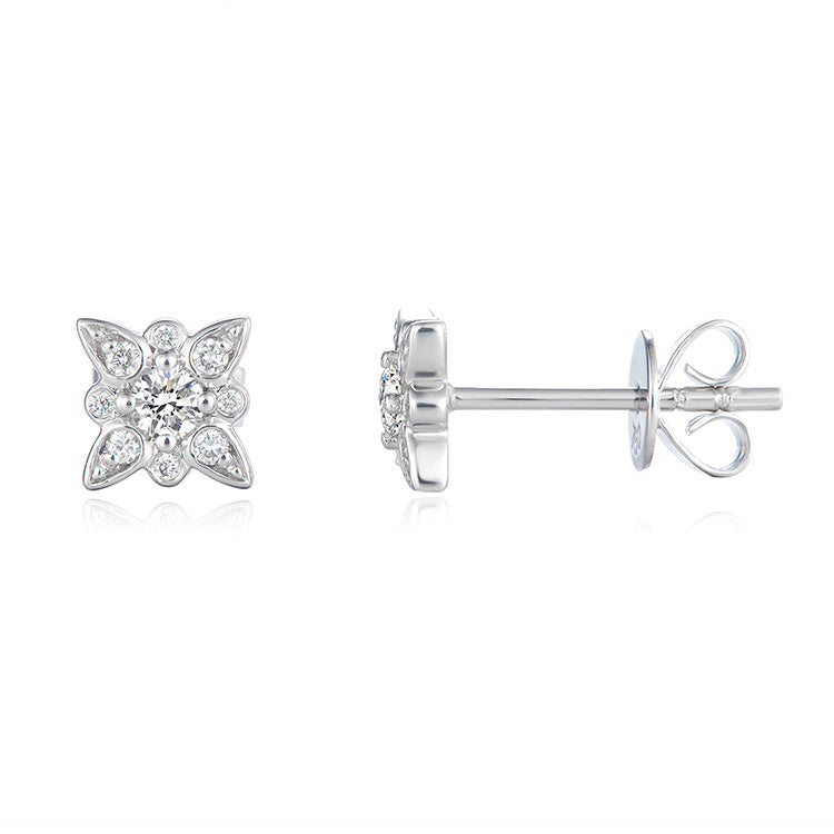 18K White Gold Diamond Star Earrings,Lab Grown Diamond Earrings,Small Diamond Earrings, Ladies Diamond Earrings For Wife Girlfriend Ladies etc.