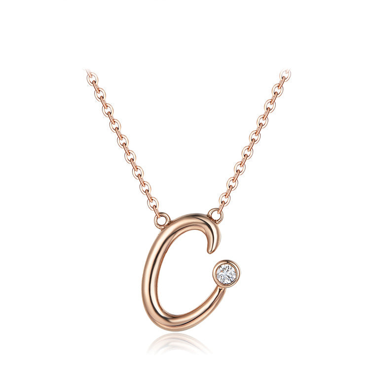 18K Rose Gold letter Diamond Necklace, C letter Diamond Necklace, Ladies Diamond Necklace For Wife Girlfriend Ladies Women etc.