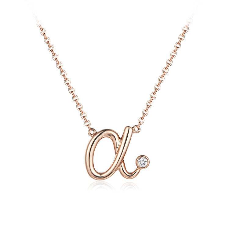 18K Rose Gold letter Diamond Necklace, A letter Diamond Necklace, Ladies Diamond Necklace For Wife Girlfriend Ladies Women etc.