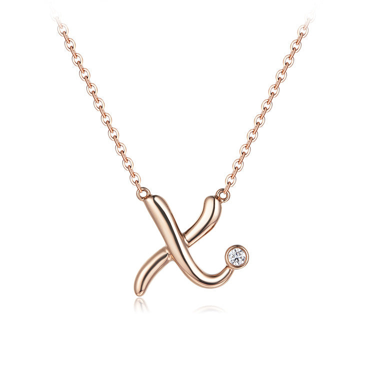 18K Rose Gold letter Diamond Necklace, X letter Diamond Necklace, Ladies Diamond Necklace For Wife Girlfriend Ladies Women etc.