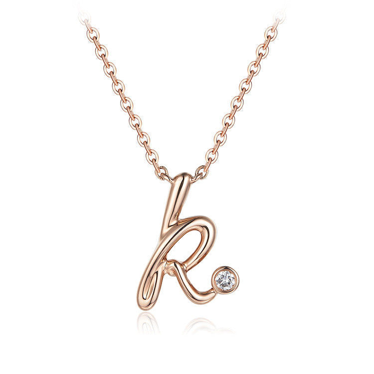 18K Rose Gold letter Diamond Necklace, K letter Diamond Necklace, Ladies Diamond Necklace For Wife Girlfriend Ladies Women etc.