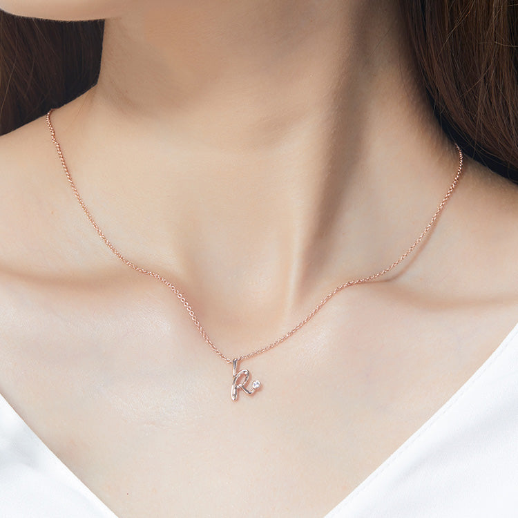 18K Rose Gold letter Diamond Necklace, K letter Diamond Necklace, Ladies Diamond Necklace For Wife Girlfriend Ladies Women etc.