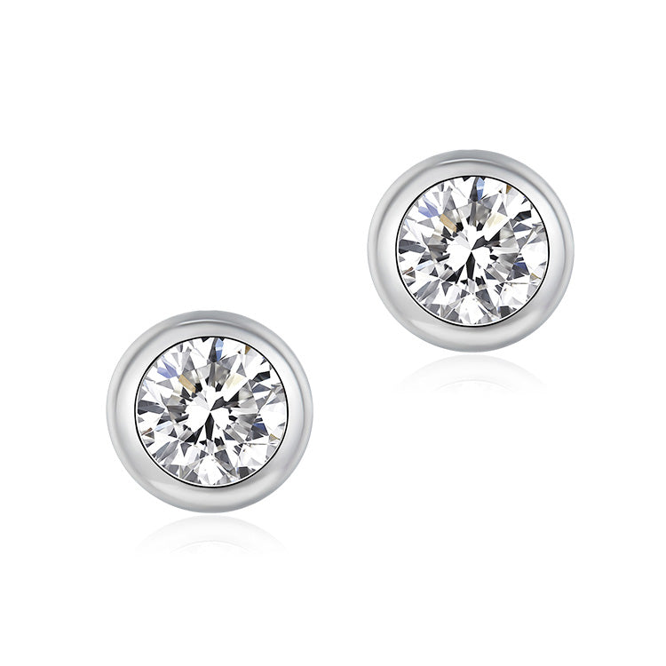 18K White Gold Circle Diamond Earrings,Lab Grown Diamond Earrings,Small Diamond Earrings, Ladies Diamond Earrings For Wife Girlfriend Ladies etc.