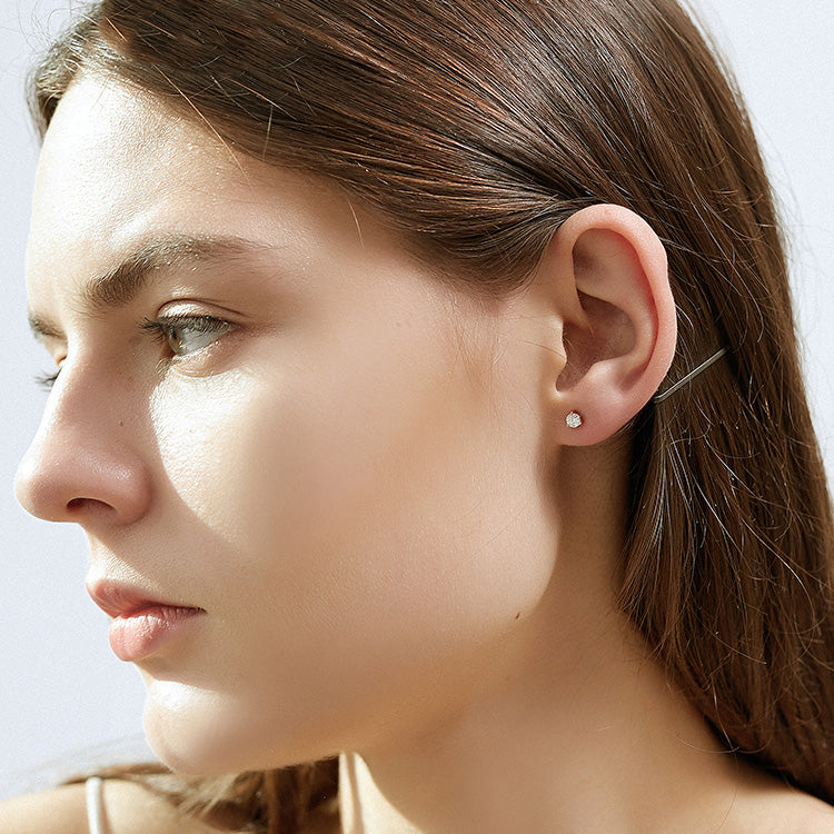 18K White Gold Circle Diamond Earrings,Lab Grown Diamond Earrings,Small Diamond Earrings, Ladies Diamond Earrings For Wife Girlfriend Ladies etc.