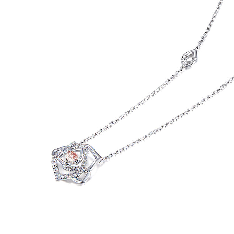 18K white Gold Round Diamond Necklace, Diamond Flower Necklace, Diamond Flower Necklace For Wife Girlfriend Ladies Women etc.