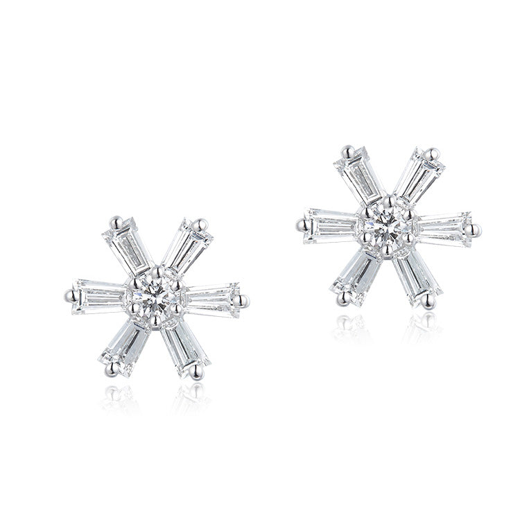 18K White Gold Diamond Snowflake Earrings,Lab Grown Diamond Earrings,Small Diamond Earrings, Ladies Diamond Earrings For Wife Girlfriend Ladies etc.