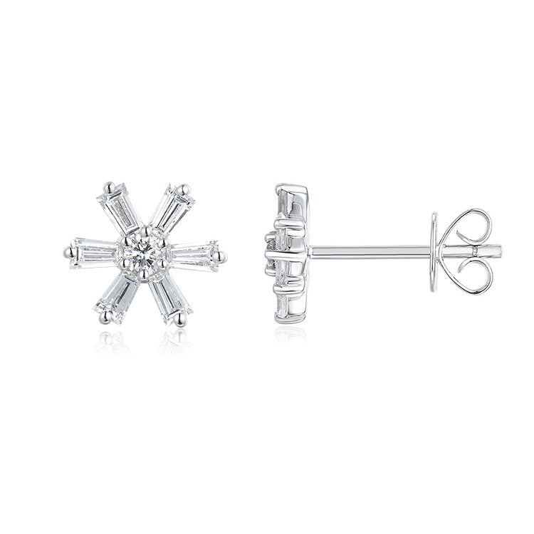 18K White Gold Diamond Snowflake Earrings,Lab Grown Diamond Earrings,Small Diamond Earrings, Ladies Diamond Earrings For Wife Girlfriend Ladies etc.