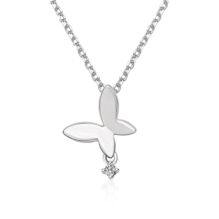 18K White Gold Butterfly Diamond Necklace, Diamond Flower Necklace, Ladies Diamond Necklace For Wife Girlfriend Ladies Women etc.