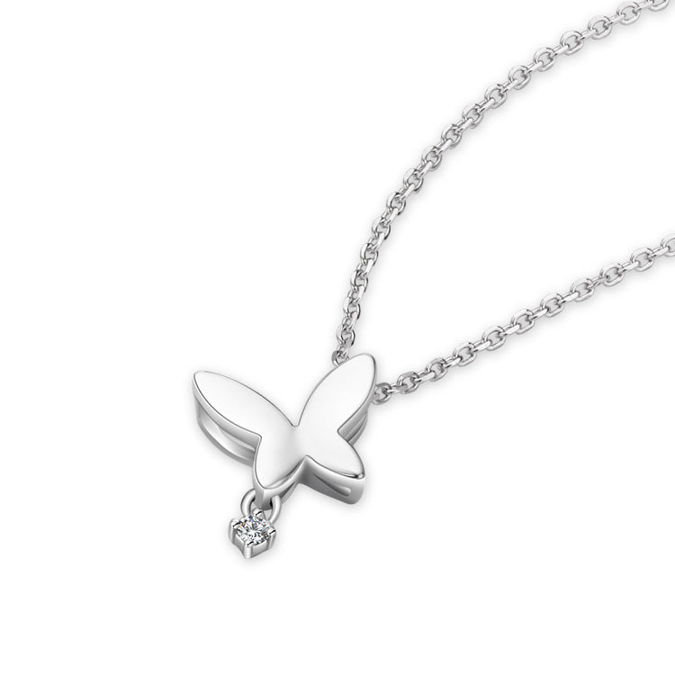 18K White Gold Butterfly Diamond Necklace, Diamond Flower Necklace, Ladies Diamond Necklace For Wife Girlfriend Ladies Women etc.