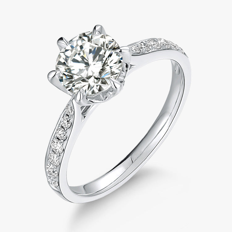 18K White Gold Delicate Diamond Rings,Solitaire Diamond Ring,Round Diamond Rings,Synthetic Diamond Rings